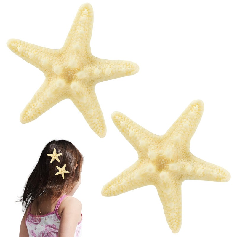 OBTANIM 2 Pcs Starfish Hair Clip Resin Beach Sea Star Hair Pins Mermaid Hair Clips Accessories for Women and Girls - Image 1